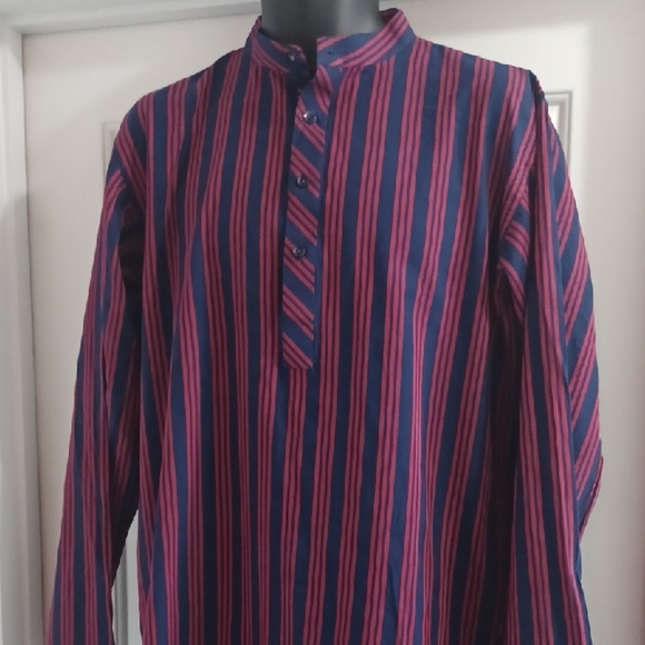 Striped Blue and Red Men's Kurta - Picture 1 of 8